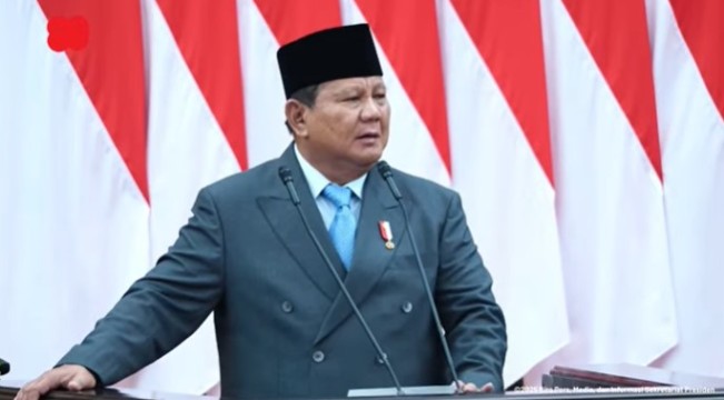 Presiden Prabowo Subianto pada Sidang Tahunan MPR RI 2025.  (kemenag.go.id)